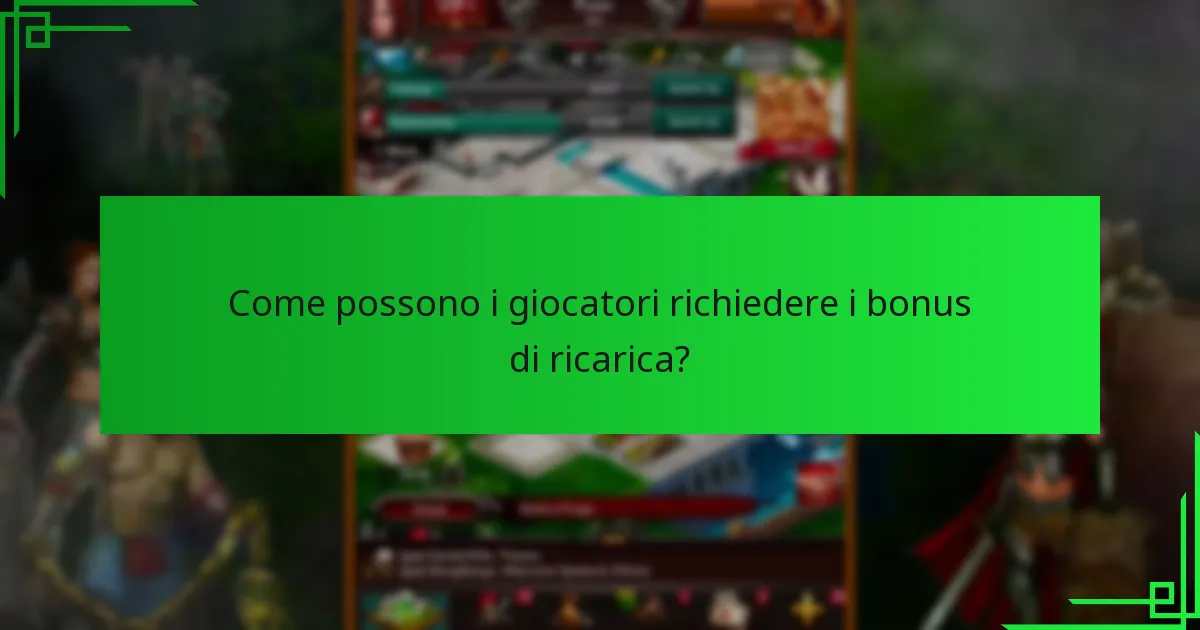 Come possono i giocatori richiedere i bonus di ricarica?